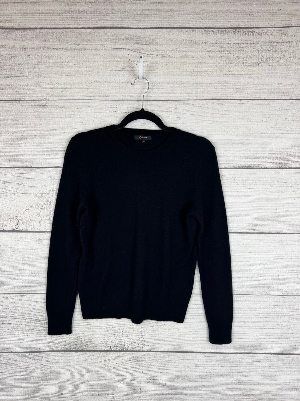 Quince Women's Black Soft Knit Cashmere Crew Neck Sweater Size XS